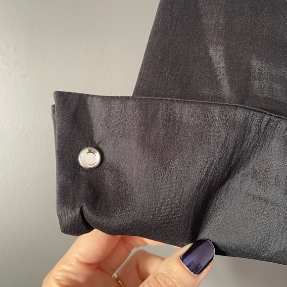 Tadashi Shoji Black Faux Wrap Blouse Corset Waist Size 12 - Picture 4 of 14